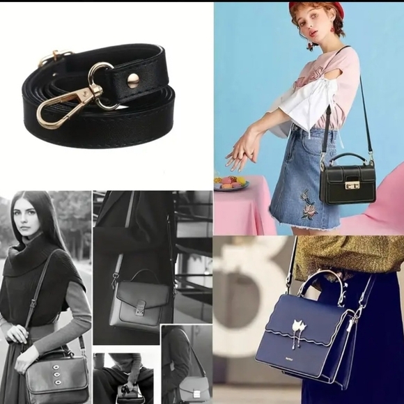 Replacement Crossbody strap for Bags Blue w/ silver hardware PU - Picture 4 of 4